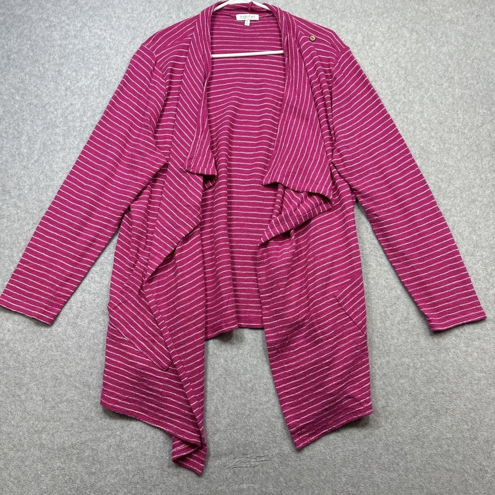 Habitat Open Cardigan XL Pink Stripe Everyday Travel Lagenlook Resort Casual